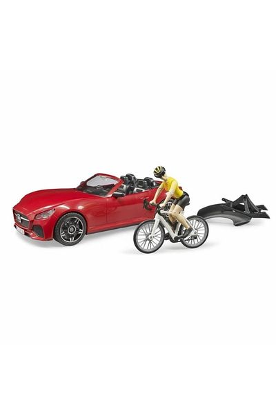Bruder Bruder Roadster Car with Road Bike & Cyclist 03485