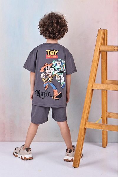 Arya Nisa Kids Boy's Printed 100% Cotton T-Shirt Shorts 2 Pieces Smoked Bottom Top Set Summer Full Fit Holiday