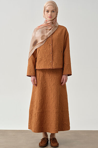 Tuğba Cepli Parçalı Kapitone Etek - Tarçın