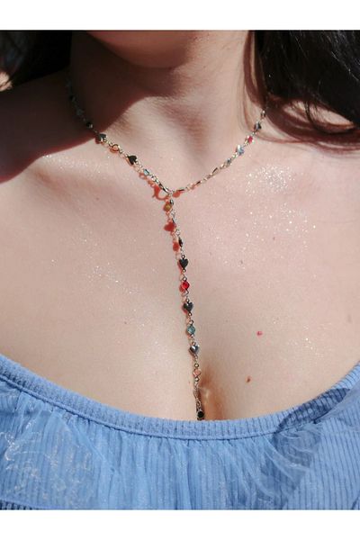 Reorah Collection Colorful Heart Gems Y Necklace