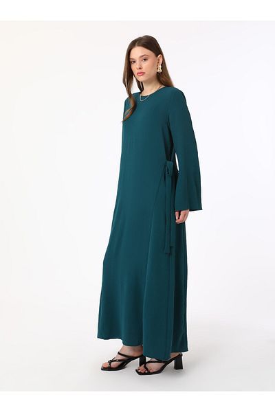 Refka Dark Emerald Dress - Hijab Refka with Side Lacing Detail