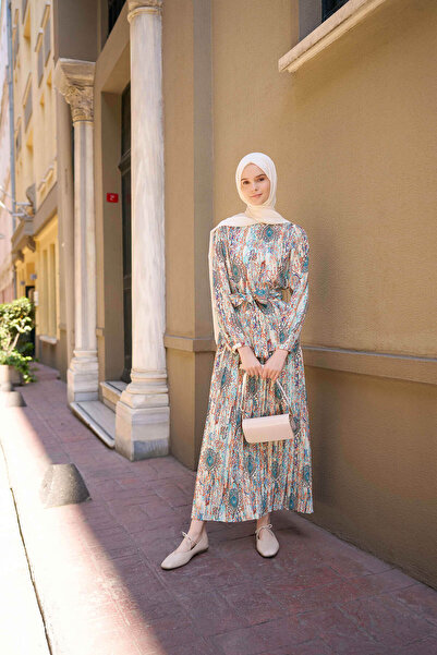 Tuğba Desenli Plise Etek - Mint