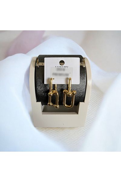MODA Steel Tarnish Free Dangle Hoop Earrings - Gold Color Option