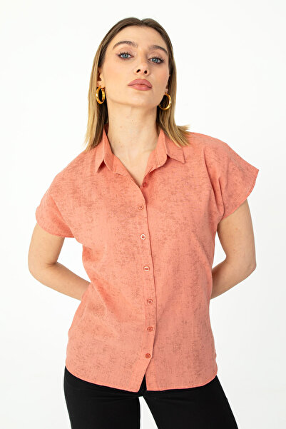 Nuevo Yarasa Kol Keten Sprey Somon Gömlek 1500071