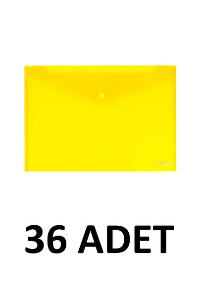 Noki 36 Pcs Clear A4 Snap Closure File Envelope File Yellow