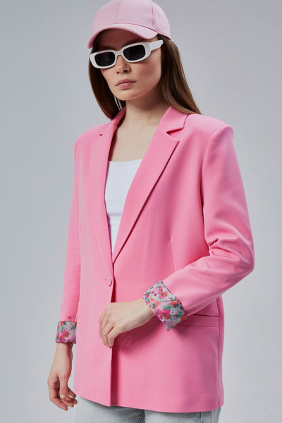 CoolLook Astarı Desen Detay Vatkalı Ceket Yakalı Uzun Kol Düğme Kapama İki Ce...