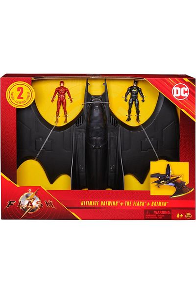 DC COMICS , The Flash Ultimate Batwing Set The Flash and Batman Action Figures, 4-inch Playset Kids T