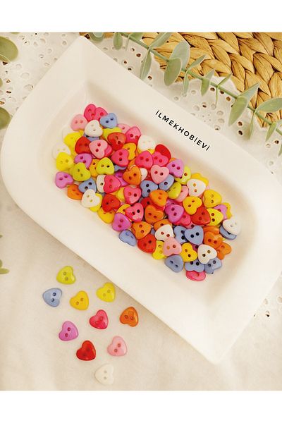 ilmekhobievi As Much as Color 12mm, 30 Pcs Button Heart Model