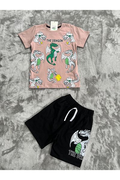 NEWKİDS Costum pentru băiat cu pantaloni scurți imprimați pentru vârsta de 3-4-5-6 ani