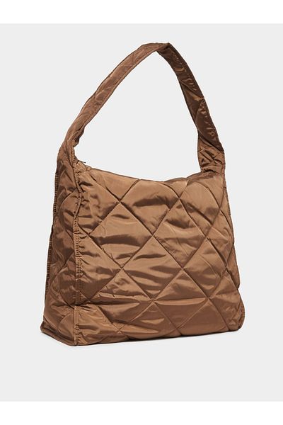 Styli Diamond Pattern Quilted Shoulder Bag with Zip Closure
