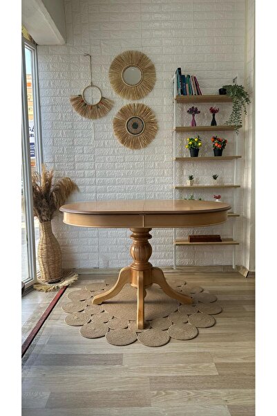 silla Concept Baba Ayaklı Masa Ahşap Oval Naturel Renkli Açılır Masa (BOY 80 CM/EN 120 CM)