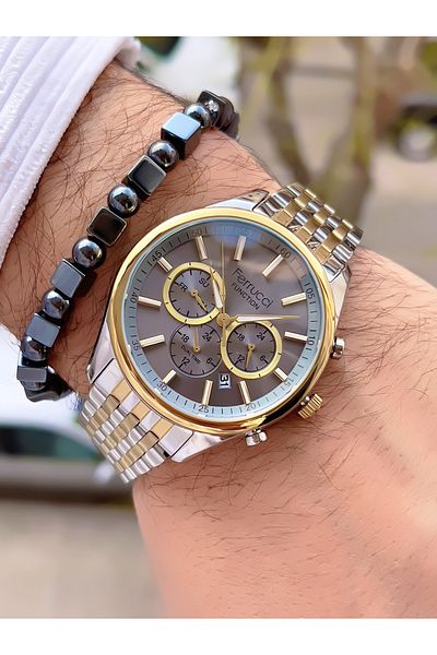 Ferrucci Men's Wristwatch with Steel Cord Function 3 Atm Waterproof with 2 Years Warranty+Bracelet as a Gift