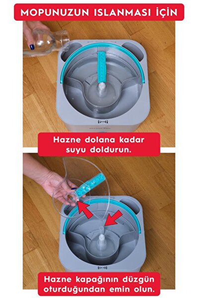 SMARTER AQUA MASTER 4 ADET MİKROFİBER MOP TEMİZ&KİRLİ SUYU AYIRMA ÖZELLİĞİ OTOMATİK TEMİZLİK SETİ