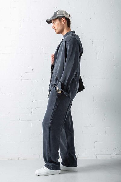 ablukaonline Men's Baggy Fit Elastic Waist Trousers Black