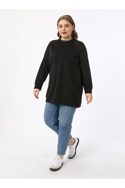 ALİA Φούτερ Basic Plus Size - Μαύρο - Alia