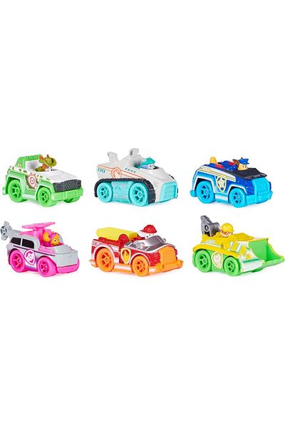 PAW PATROL , True Metal Neon Rescue Vehicle Gift Pack of 6 Collectible Die-Cast Toy Cars, 1:55 Scale,