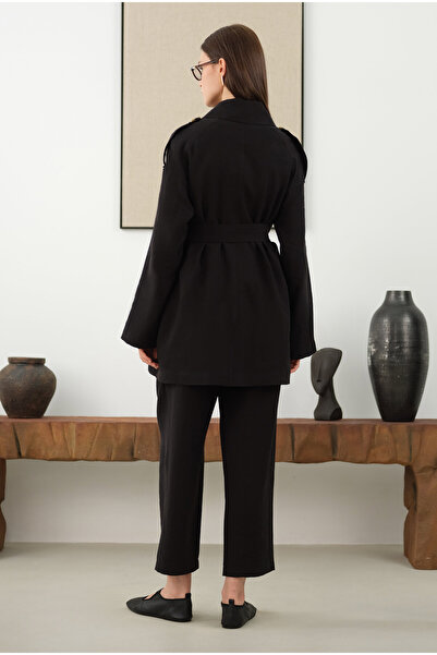 HEQA Модальний вітрозахисний тренчкот чорний