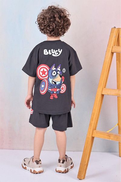 Arya Nisa Kids BĂIEȚI TRIOU 100% BUMBAC CU IMPRIMARE 2 BUCĂȚI SET DE SUS CU FUM DE VARĂ DE VĂRĂ DEVĂR