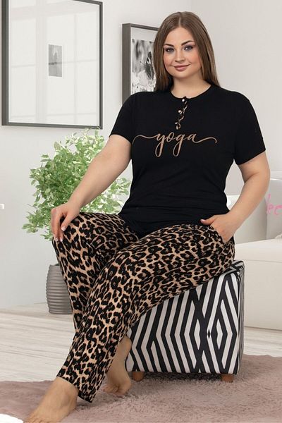 tarzımsüper Plus Size Luxury Pajamas Set with Elastic Waist Comfort Model Cotton Women's Pajamas Set