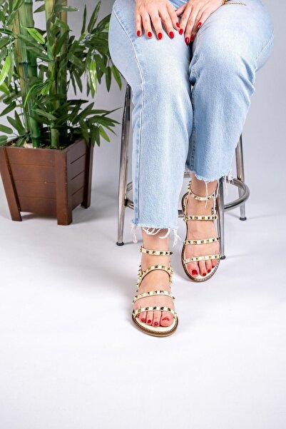 Oblavion Beige Colored Valent Troc Genuine Leather Sandals