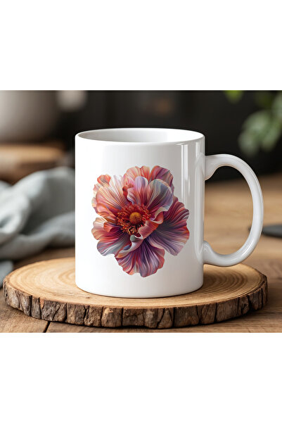 BB TRADE White Ceramic Printed Mug Cup with Beautiful Flower Design 330ml