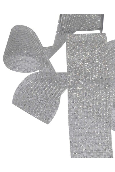 emt pazarlama شريط شبكي لامع 25 ملم فضي 2 متر