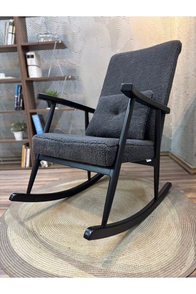 Asedia Trend Lake Siyah  TEDY Sallanan Sandalye Tekli Koltuk Dinlenme Koltuğu