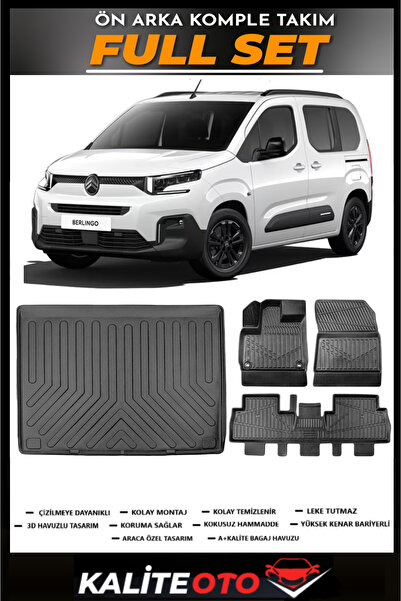 KALİTEOTO Citroen Berlingo Seperatörlü Bagaj Havuzu+4.5D Havuzlu Paspas Seti ...