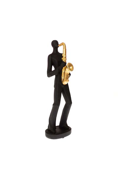 Ella Home Italia Statueta Men with Saxofone, Rasina, Negru, 32 cm