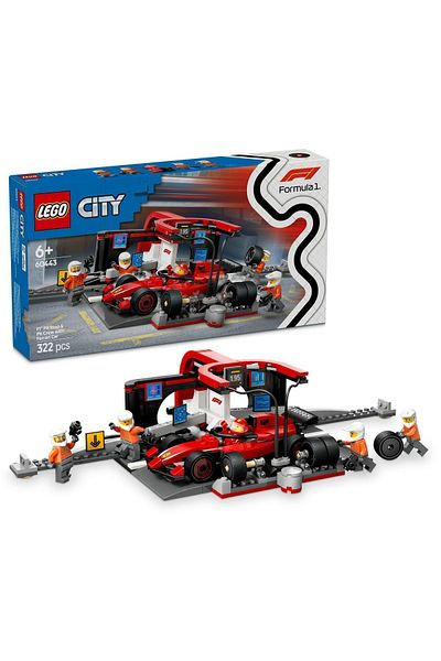 LEGO City Ferrari F1 Pit Stop Team 60443 - 6 Years Old and Above Toy Building Kit (322P)