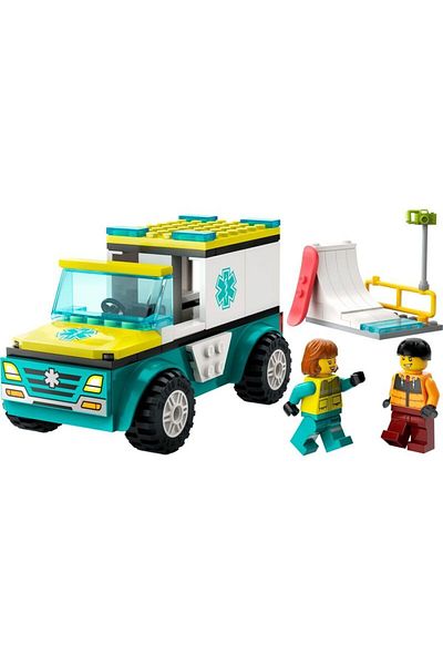 LEGO ® City Emergency Ambulance and Snowboardist 60403 - Construction Set for Ages 4 and Up (79 Pieces)