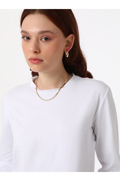 Benin Cotton Crew Neck Long Sleeve Women's T-Shirt - White - Benin