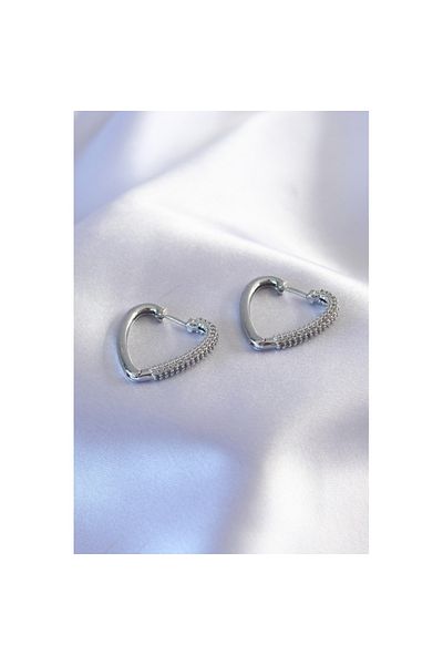Skygo Silver Color Zircon Stone Heart Model Women's Earrings - TJ-BKP7239