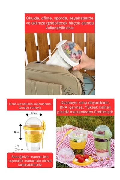 FFM Ready and Go Yogurt Container with Lid and Spoon – Portable Fruit Yogurt Storage Box, Meal Container