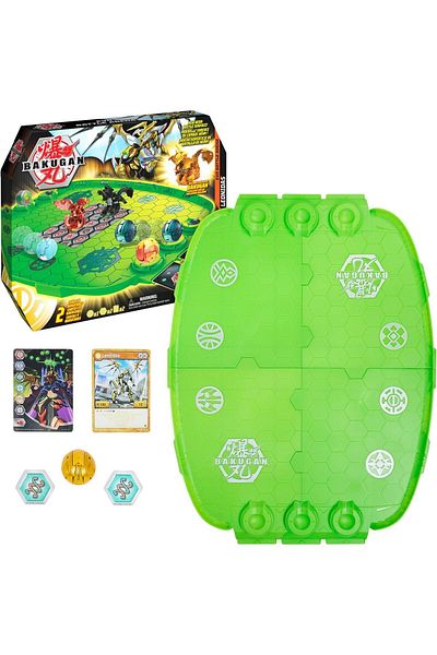 BAKUGAN Evo Battle Arena, Includes Exclusive Leonidas Bakugan, 2 Cards and BakuCores, Neon Game Boar