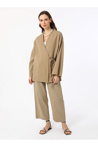 Benin 100% Cotton Elastic Waist Trousers - Beige - Benin