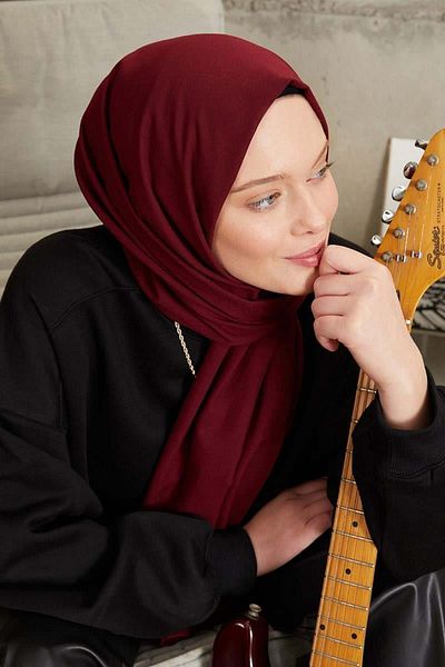 FİVESCARF Women's Cotton Claret Red Threshing Shawl