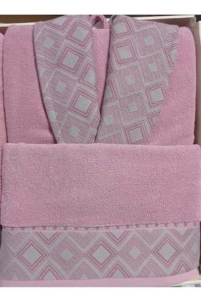 Özdilek Özdilek Cotton 6 Piece Family Bathrobe Set-Snazzy Anthracite Pink