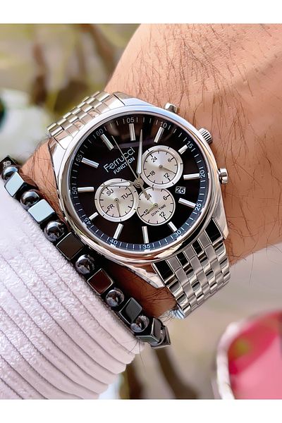Ferrucci Men's Wristwatch with Steel Cord Function 3 Atm Waterproof with 2 Years Warranty+Bracelet as a Gift