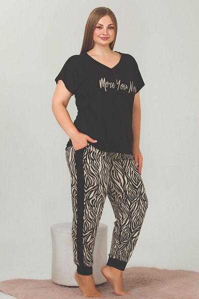 tarzımsüper Plus Size Luxury Pajamas Set with Elastic Waist Comfort Model Cotton Women's Pajamas Set