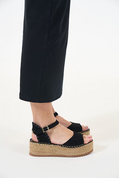 Louis Cardy Sandale espadrile damă Calas din piele naturală neagră