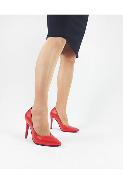 GDT Ayakkabı Genuine Leather Red Thin High Heel Women's Stiletto