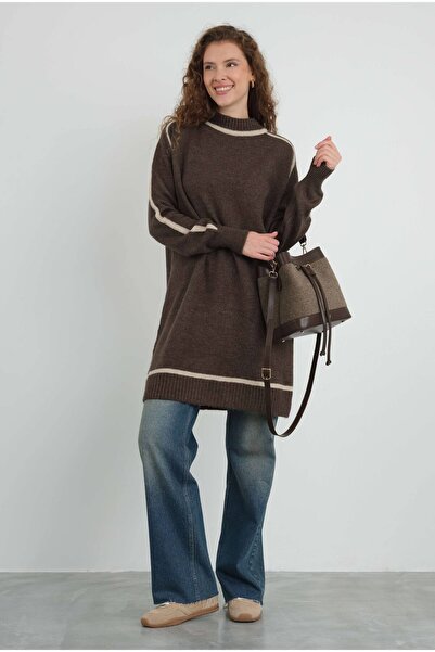 HEQA Півкомірний трикотажний светр - Казак гіркий кава