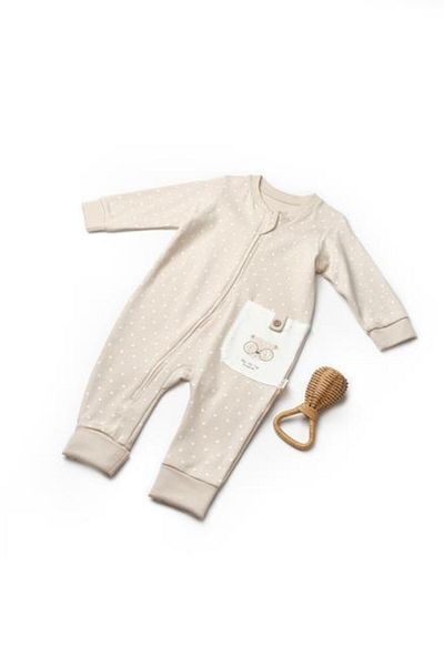 BabyCosy Organic Wear Baby Zippered Jumpsuit, 100% Organic Cotton, Baby and Newborn Series - Csy8109