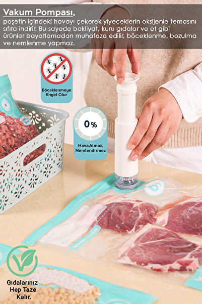 Meleni Home 15 Piece Vacuum Storage Bag Set - Airtight Food Storage Bag with Vacuum Pump