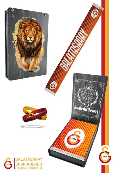 Galatasaray Set șal și brățară licențiat original eșarfă Leu