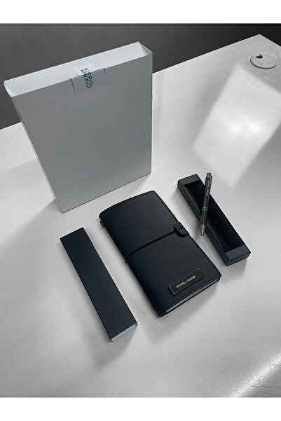 Eren Ofis Kişiye Özel Hediye Kutulu Deri 3 Içli Defter Ve Kalem Seti Düz - Çi...