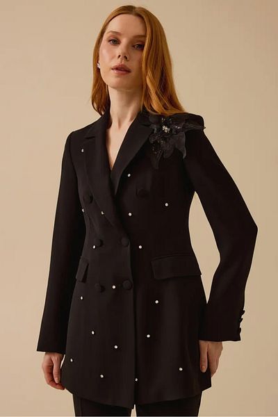 SEÇİL Stylish Jacket - Black (Women, Accessorized Stone)