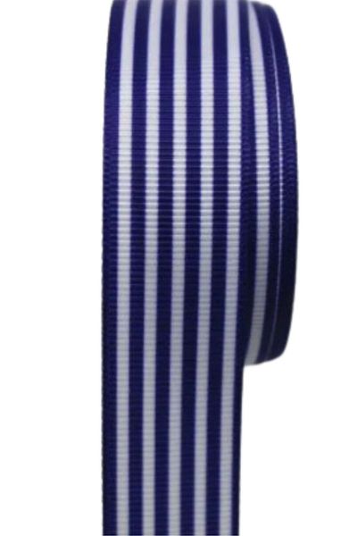 MBB ETİCARET Taffeta Line Pattern Ribbon 25 mm Navy Blue 1 Meter