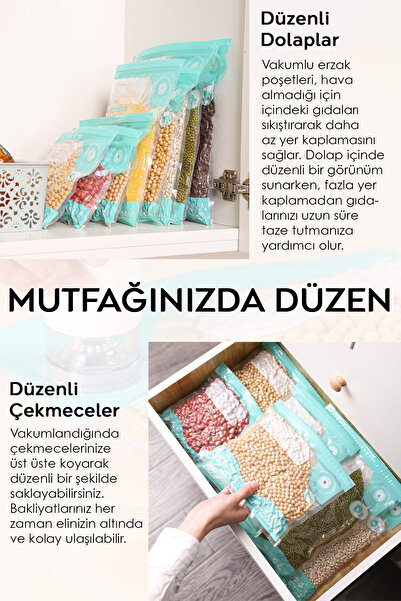 Meleni Home 15 Piece Vacuum Storage Bag Set - Airtight Food Storage Bag with Vacuum Pump